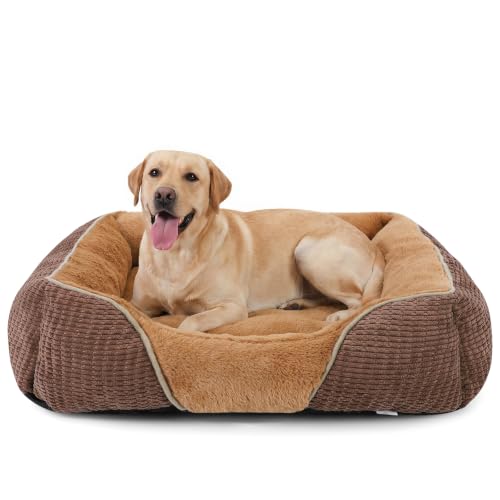 Dog Beds for Large Dogs (Caramel Brown / XL(35’’x 25’’x 9’'))