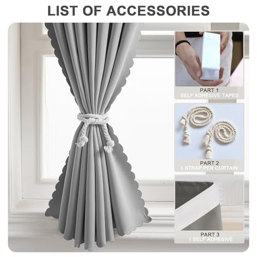 Self Adhesive Curtains (71"W x 72"L (Pack of 1) / Grey)