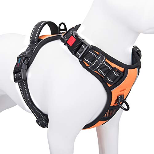 No Pull Dog Harnesses for Small Dogs Reflective Adjustable (Extra Small / Orange)