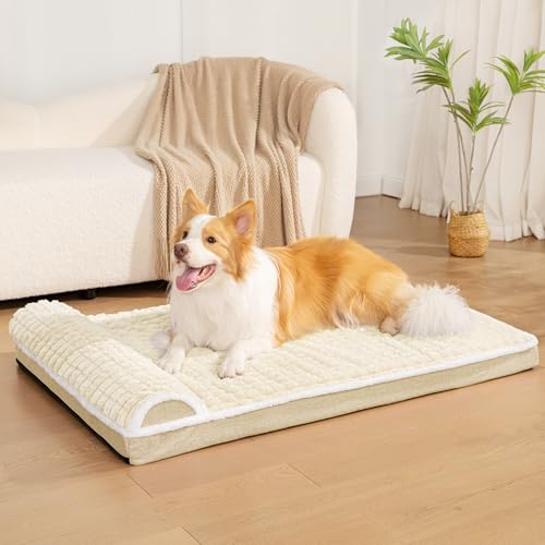 Orthopedic Large Dog Bed Pillow Pet Sofa Bed 42''X28'' Ivory (Ivory / 42"L x 28"W x 3.5"Th)