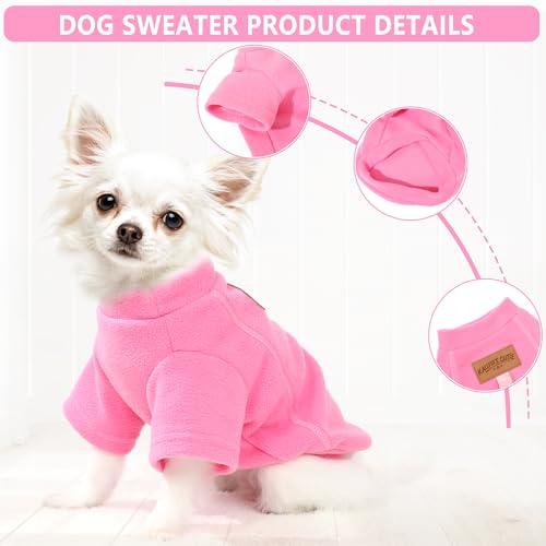 2 Pieces Dog Sweaters with Leash Ring Fleece Dog Winter Clothes for Small Medium Dogs Girl Boy Turtleneck Pet Sweatshirt Puppy Pullover Sweaters Cat Apparel Clothing (Pink-Purple / X-Large)