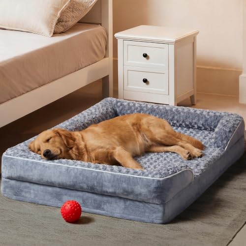 Orthopedic Washable Dog Bed Large for Senior Dog Cozy Sleep (36.0"l X 27.0"w X 6.5"th / Grey)