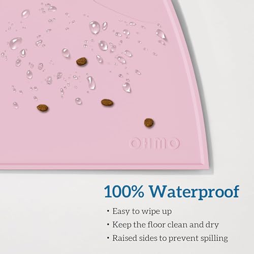 Cat Food Mat Silicone Pet Feeding Mat (20"L x 12"W / Pink)