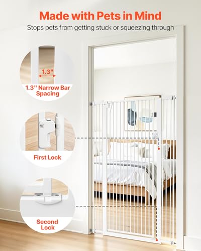 Extra Tall Pet Gate for Cats (White / 29-41" Wide x 56" Tall)