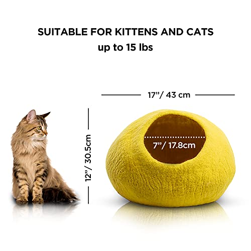 Luxurious Merino Wool Cat Cave (Yellow Plain)