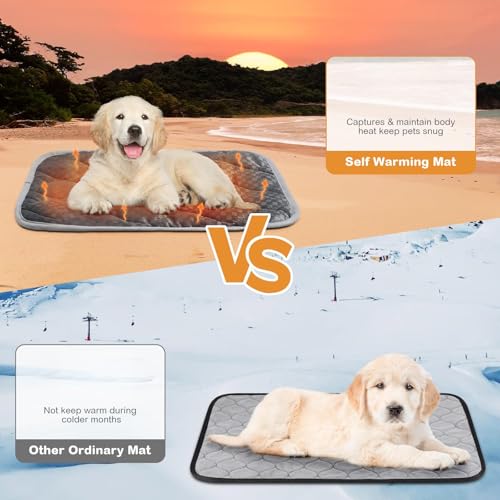 4 Pack Self Warming Cat Mat Self Heating Cat Pad Warm Thermal Pet Bed Washable Dog Crate Pad Body Heat Dog Bed Mat Blanket Non Slip Bottom for Outdoor Indoor Pets (16 x 20 Inch / Grey)