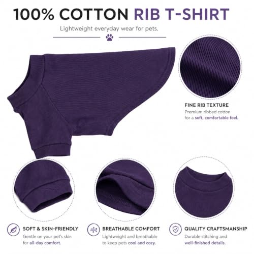 Ribbed Dog T Shirt Cotton Knitted Dog Sweaters for All Season Pet T (3XL (for Large Dog) / Purple)