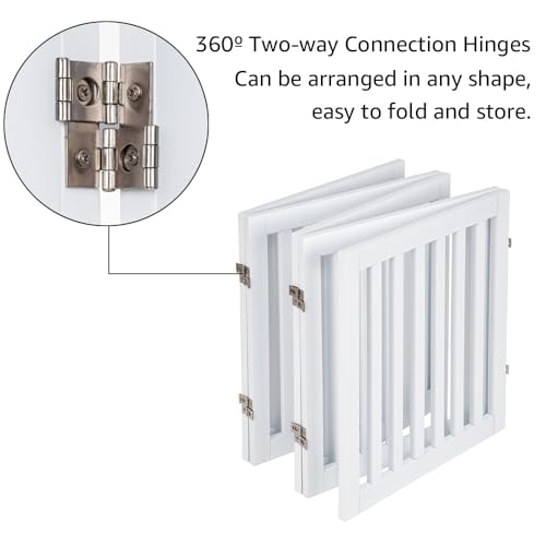 24”H Free Standing Pet Gate for Dog Cat (White / 100"W×24"H)