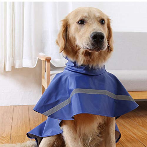 Large Dog Raincoat Adjustable Pet Water Proof Clothes Lightweight Rain Jacket Poncho Hoodies with Strip Reflective (X-Large (Pack of 1) / Blue)