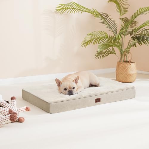 Orthopedic Dog Crate Beds for Medium Dogs (Beige / 30*20*3 Inches)