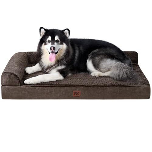 XXL Dog Bed Memory Foam (Brown / 48.0"L x 35.0"W x 7.5"Th)