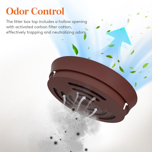 Hidden Plant Cat Litter Box with Plastic Scoop (Brown)