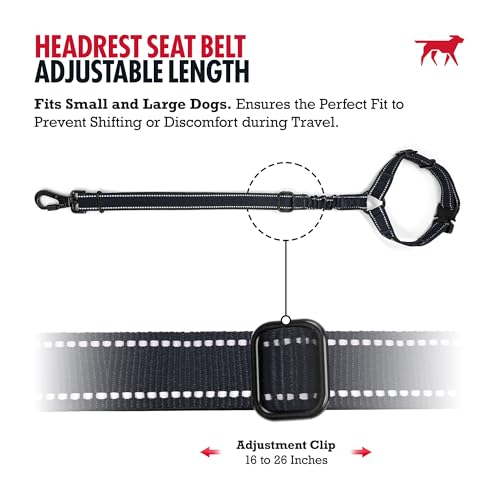 Dog Seat Belt for Car Headrest (Black)