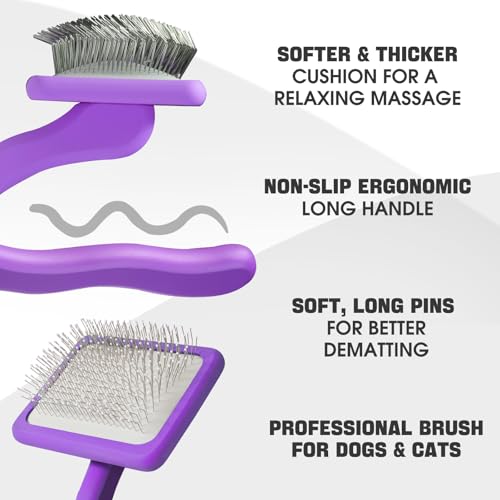 Dog Slicker Brush for Dogs Grooming Kit 5PCS Long Haired Doodles (Purple)