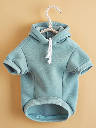 Basic Dog Hoodie Sweatshirt Puppy Sweater Warm Cat Costumes Pet Clothes for Chihuahua Puppy Kitten Small Medium Dogs Cadet Blue X (X-Small / Cadet Blue)