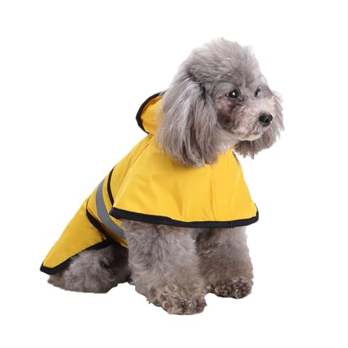 Dog Raincoat Hooded Reflective Waterproof Slicker Poncho (Yellow / XS(1-2 pound))
