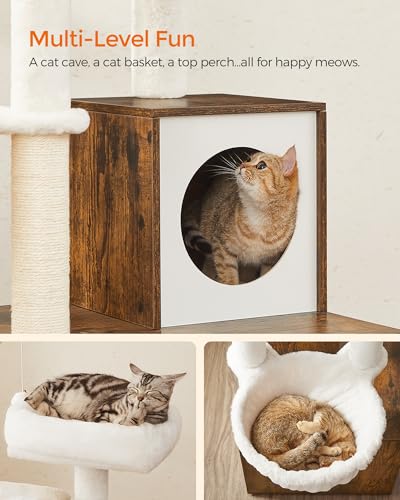 Cat Tree with Litter Box Enclosure (Rustic Brown)
