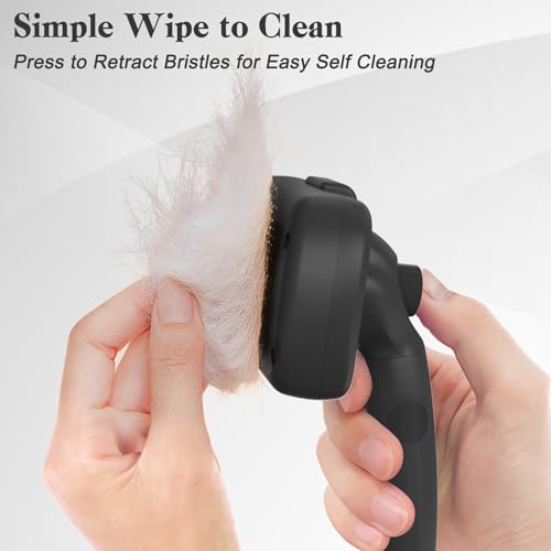 Self Cleaning Slicker Brush for Dogs & Cats (Black)