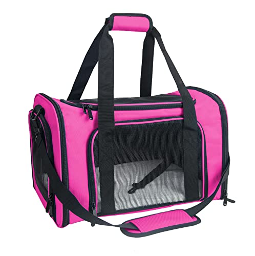 Soft Sided Carrier for Small Medium Cats Dogs (20.0"L x 13.0"W x 13.0"H / Magenta)
