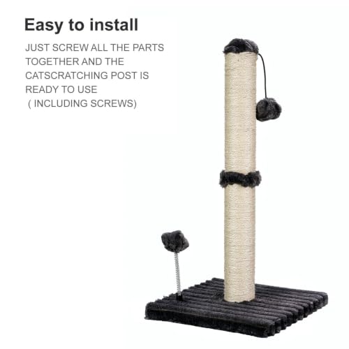 Cat Scratching Post Premium Basics Kitten Scratcher Sisal Scratch Posts with Hanging Ball 22in for Kittens or Smaller Cats (22 inches for kitten / Charcoal Gray)
