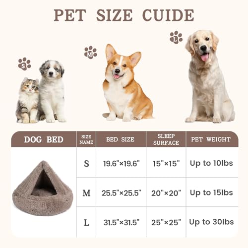 Calming Donut Dog Bed (BeigeBrown / Small 19.7''x19.7''x7'')