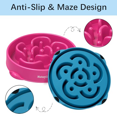 2 Pack Slow Feeder Dog Bowls (C-Purple&DarkBlue / Large)