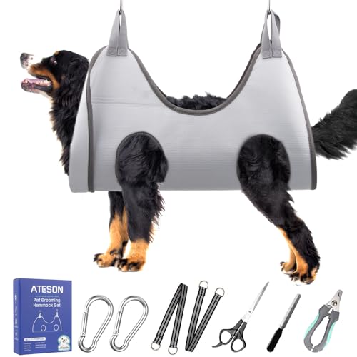 Pet Grooming Hammock Harness for Large Giant Dogs Nail Trimming (XXXL for Giant Dogs 140LB / Gray)
