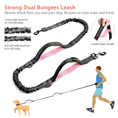 Hands Free Dog Running Leash with Waist Belt (Large)