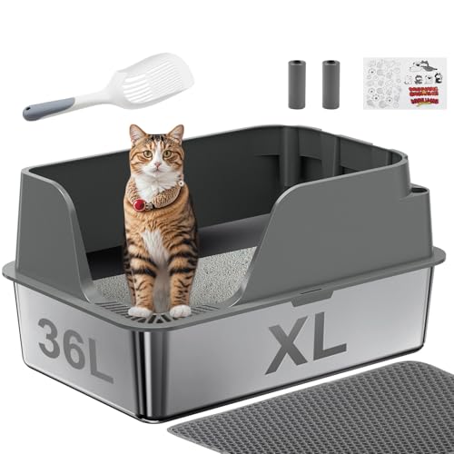 Non Stick Stainless Steel Litter Box (Gray)