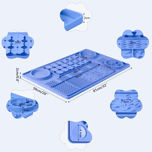 Silicone Lick Mat for Dogs 32"x 20" Large Slow Feeder Mat (Blue:32"x20")