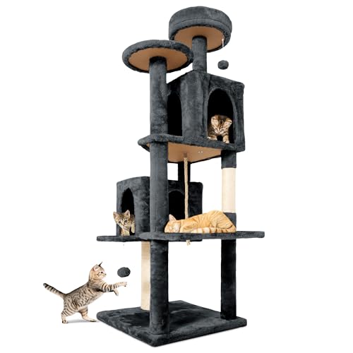 58.5inch Large Cat Tree Tower Condo for Indoor Cats (58.5in / Grey Black)