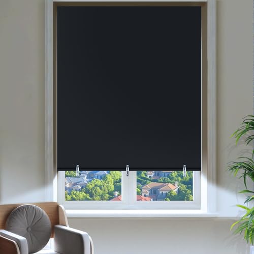 2Pack Blackout Roller Shades (Black / 36"W×72"H(2 Pack))