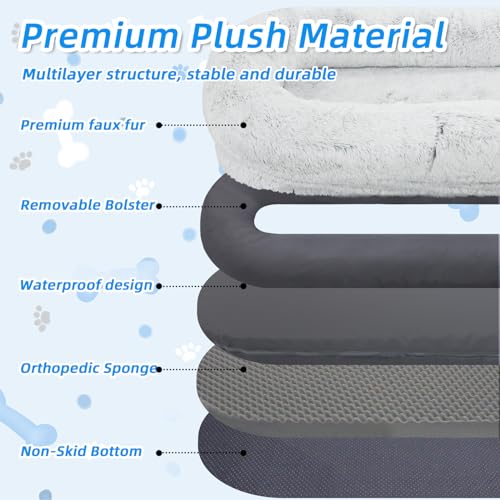 Human Dog Bed for Adult (71.0"L x 45.0"W x 12.0"Th / Grey)