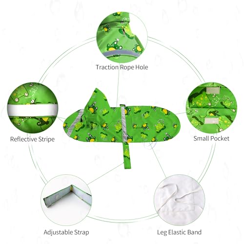 Large Dog Raincoat Adjustable (2X-Large (Pack of 1) / Green Frog)