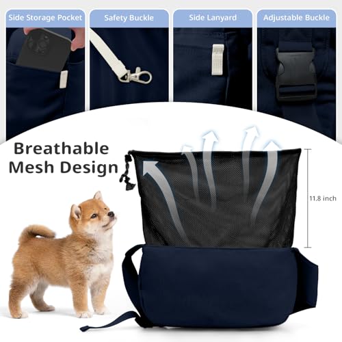Dog Sling Carrier 15 lbs (Navy Blue Sling / 15.7"L x 5.9"W x 8.6"H)