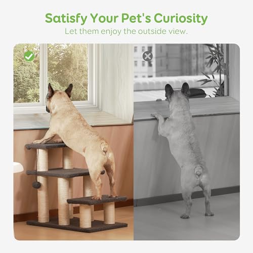 Dog Stairs & Cat Scratching Post Pet Steps for High Bed Couch (4-Steps)