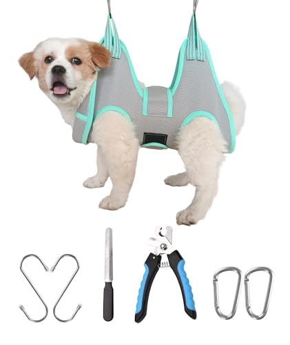 XS Dog Grooming Hammock Harness (XS (14 LB Max) Silver Grey 4.5-10in)