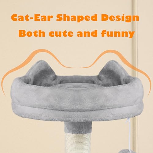 62.5inches Cat Tree Cat Tower Cat Condo with Platform & Hammock (62.5in / Light Gray)