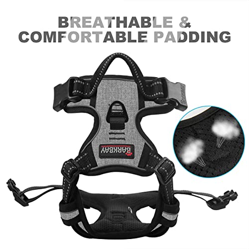 No Pull Dog Harness Front Clip Heavy Duty Reflective Easy Control Handle for Large Dog Walking (Large(Chest:24.5-32.5") / Flint Gray)