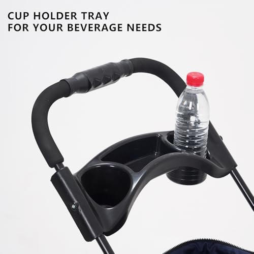3-in-1 Pet Stroller for Small/Medium Dogs Cats,4 Wheels,Detachable Carrier Basket,Breathable Mesh,Storage Basket,Cup Holder,Weather Cover,Black (Black)