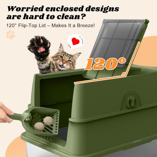 Stainless Steel Litter Box (Olive Green / X-Large)