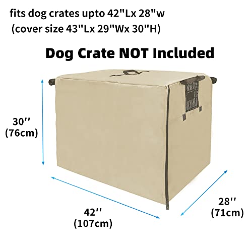 Dog Kennel Cover 42 Inch Waterproof 600D Oxford with 1 (42.0"L x 28.0"W x 30.0"H / Khaki Cover(only Cover))
