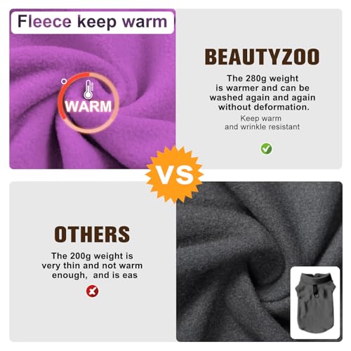 Dog Fleece Vest Sweater Winter Jacket for Small and Medium Dogs with D (Large / PURPLE)