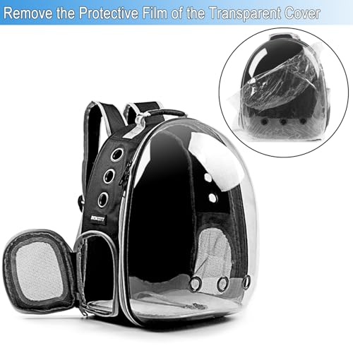 Cat Backpack Carrier Breathable Pet Travel Bag for Cats Dogs Bunny (BLACK / 13.9"L x 9.8"W x 16.5"H)