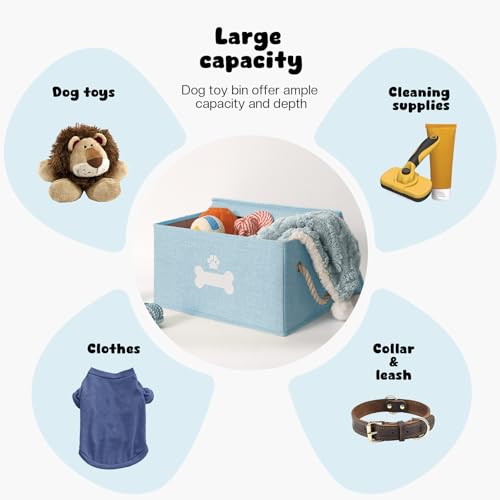 Dog Toy Basket with Lid (Blue / Medium)