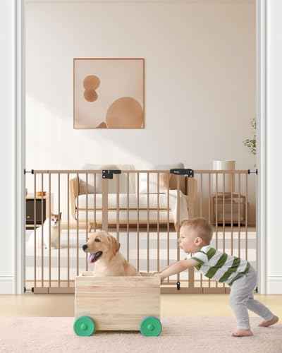 29" 55" Extra Wide Baby Gate (Brown / 29-55"Wide, 30"Tall)