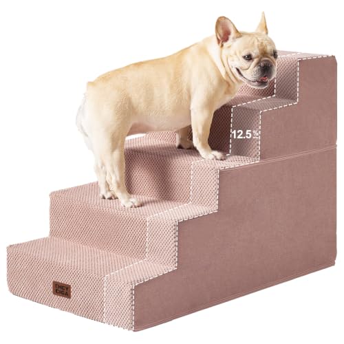 Dog Stairs for Bed 22.5" H (Pink / Extra Wide 17.7" x 35" x 22.5")