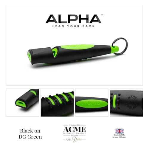 Alpha 210.5 Dog Training Whistle with Enhanced Ergonomic Grip. BPA (Black on Day Glow Green)