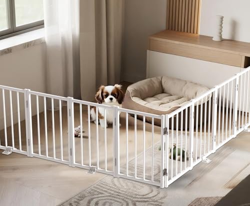Small Dog Gate Indoor (White / Up to 96" W, 16.5" H)