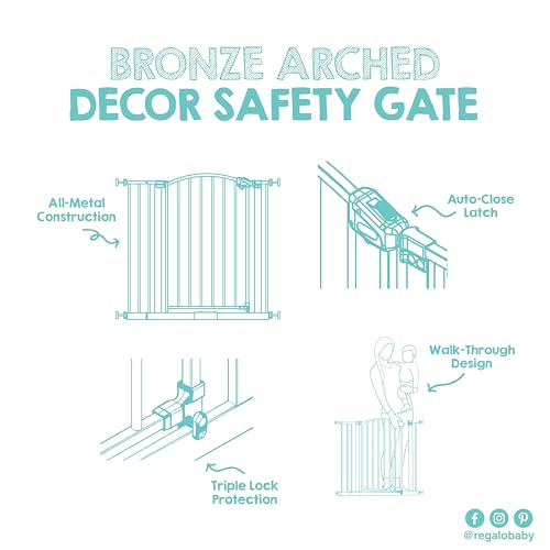 Safety 30" 35" Extra Wide Baby Gate (Bronze - 30-35"w X 30"h)